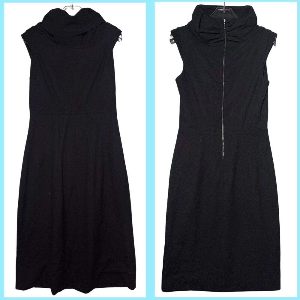 Zara Woman Black Dress Sleeveless Medium High Neck Exposed Zipper Midi 36” Long